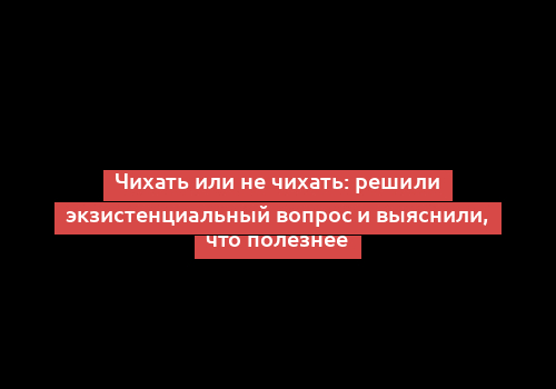 Чихать или не чихать: решили экзистенциальный вопрос и выяснили, что полезнее