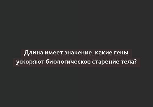 Длина имеет значение: какие гены ускоряют биологическое старение тела?